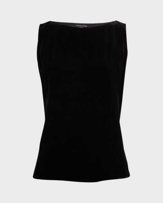 Bateau-Neck Velvet Tank